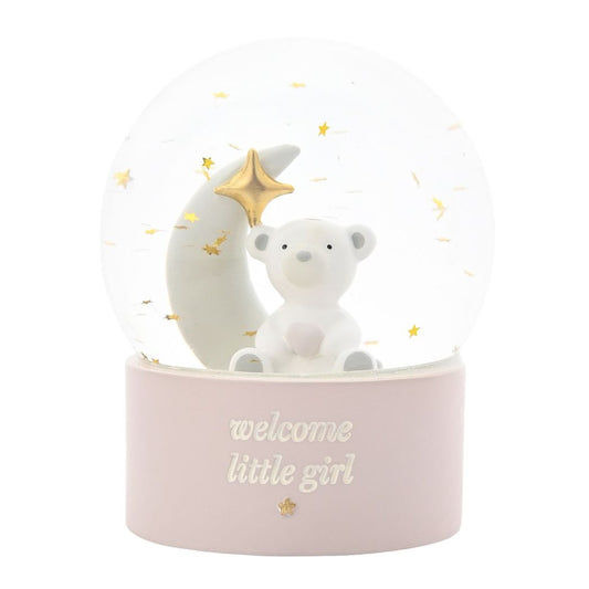 New Baby Girl Gift 'Welcome Little Girl' Snow Globe