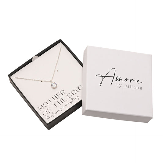 Mother Of The Groom Gift - Silver Plated Necklace Crystal Pendant