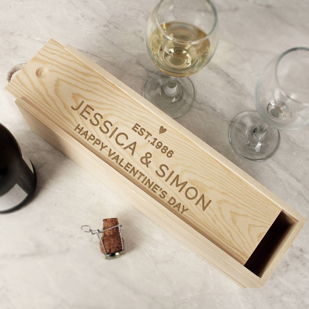 1st Anniversary Gifts Personalised Wine Bottle Box