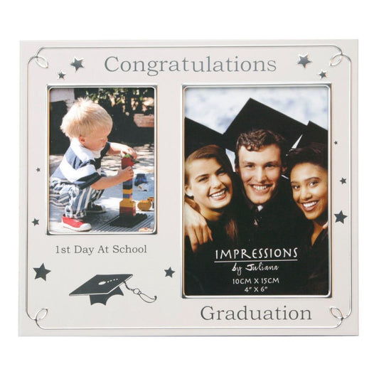 Graduation Gift - Double Photo Frame - 1st Day at School & Graduation Day