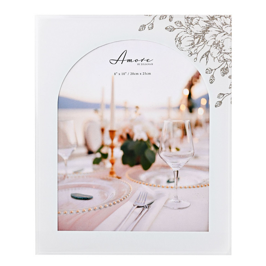 White Floral Glass Arch Photo Frame 8" x 10"