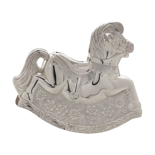Baby Gift Rocking Horse Money Box - Silver Plated