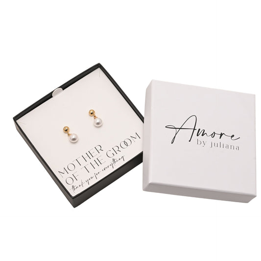 Mother Of The Groom Gift - Gold Plated Earrings Faux Pearl