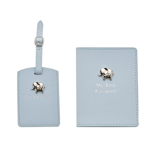 Gifts For Boys Passport Holder and Luggage Tag Set - Blue