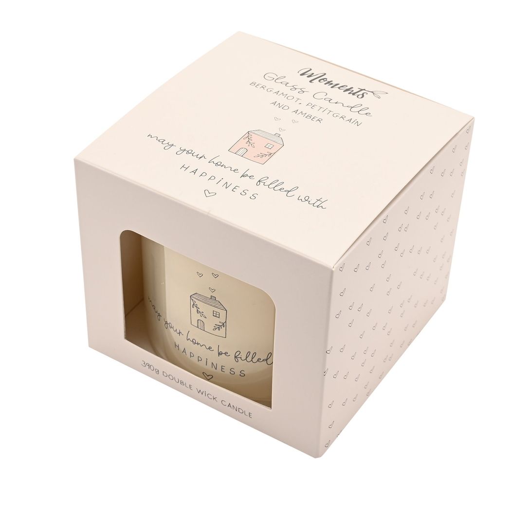 Housewarming Gifts - Double Wick Candle 390g - Happy Home
