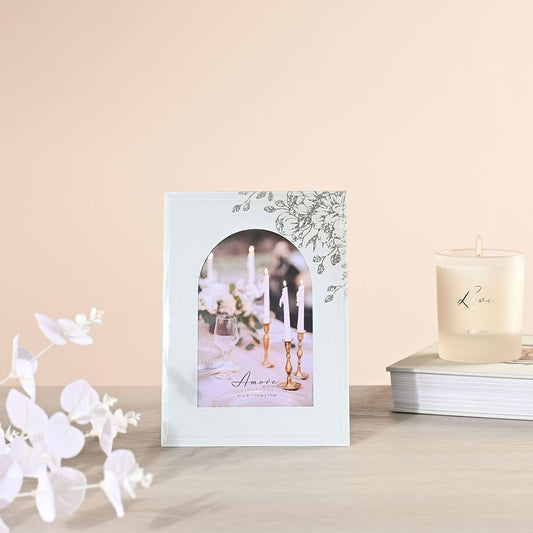 White Floral Glass Arch Photo Frame 4" x 6"