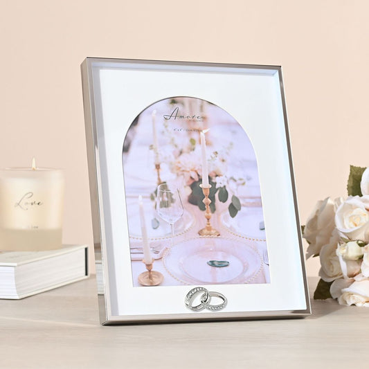 Wedding Anniversary Gift - Box Arch Photo Frame With Rings 6" x 8"
