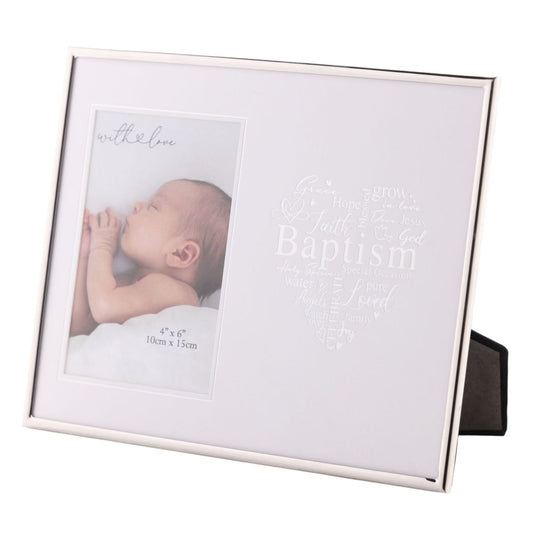 Baptism Gift - Silver Heart Frame 4" x 6"