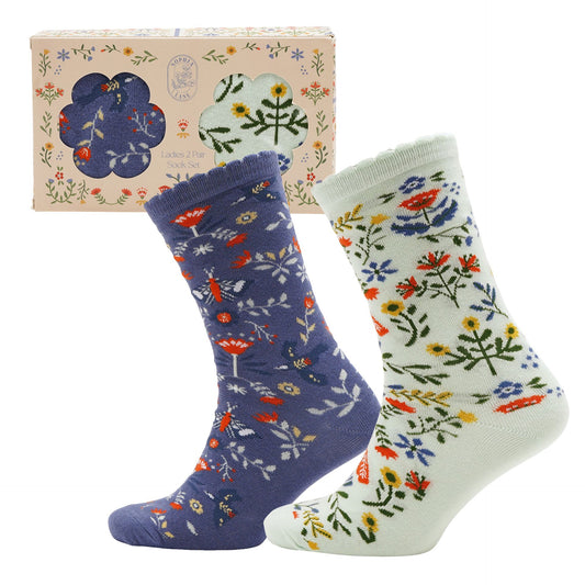 Set of 2 Floral Ladies Sock Pairs