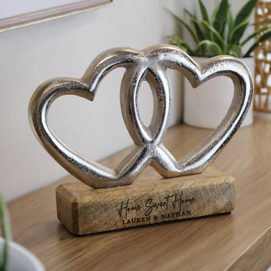 Anniversary Gifts Personalised Double Heart Ornament