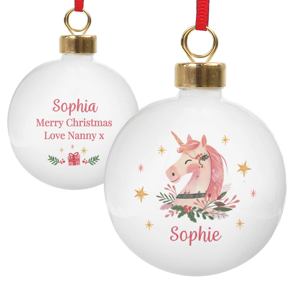 Baby Girl’s First Christmas Bauble Personalised Unicorn Xmas Ornament