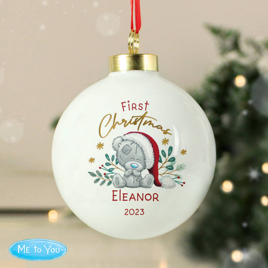 Baby's First Christmas Bauble Cute Teddy Bear