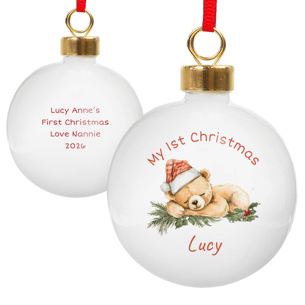 Baby's First Christmas Bauble Personalised Teddy Bear Bauble