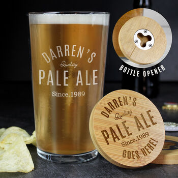 Beer Gifts For Him Pint Glass, Coaster And Opener