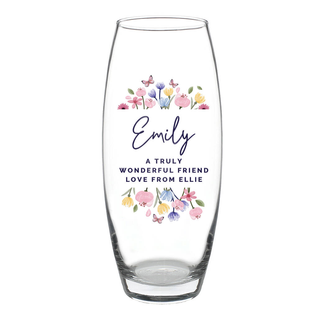 Birthday Gifts For Her Personalised Glass Flower Vase