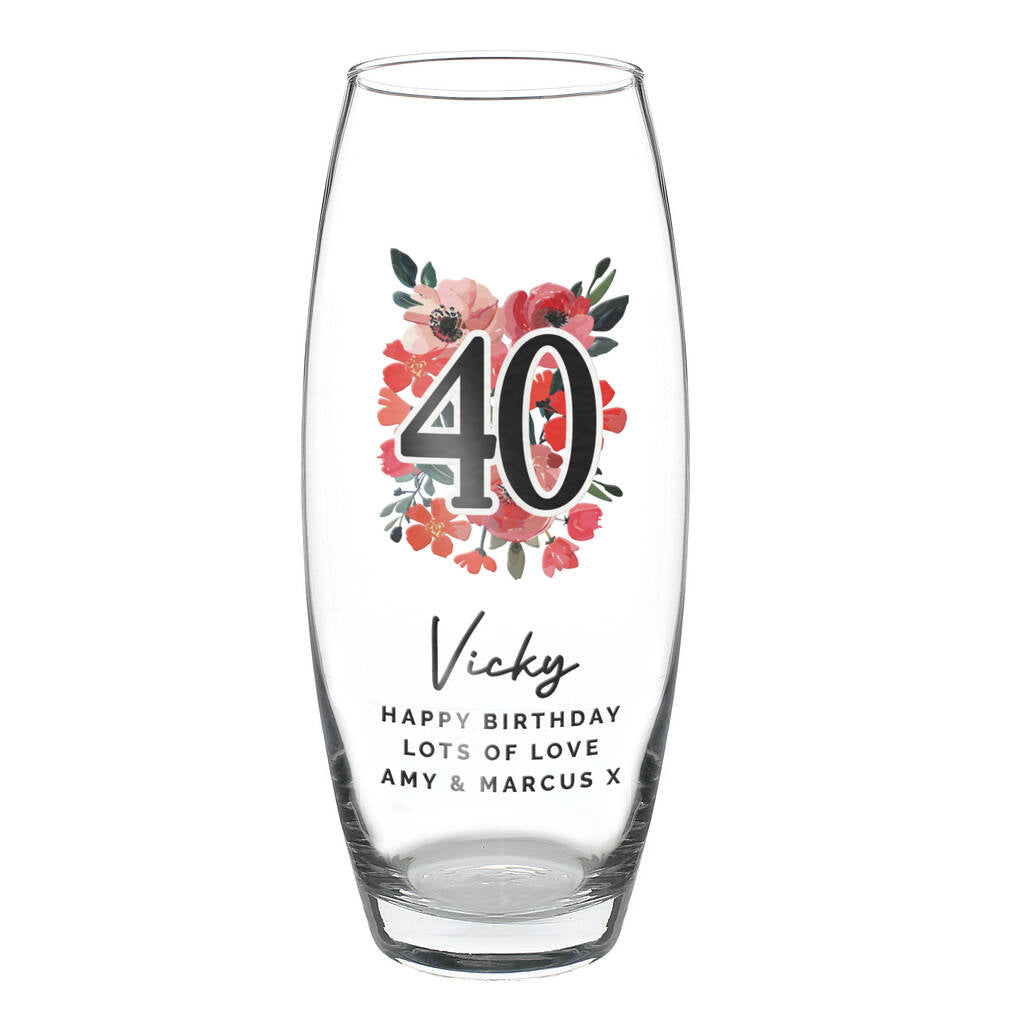 Birthday Gifts For Women Personalised Flower Vase Age