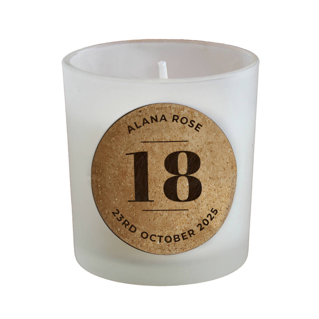 Birthday Gifts Personalised Candle Cork Label
