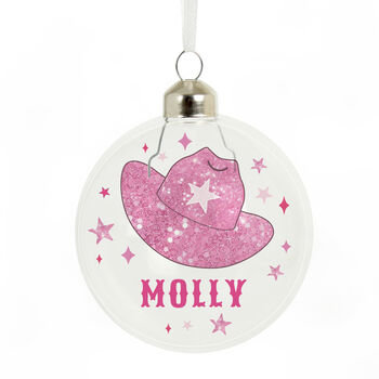 Christmas Bauble Gift For Girls And Swiftie Fans Pink Cowgirl Hat