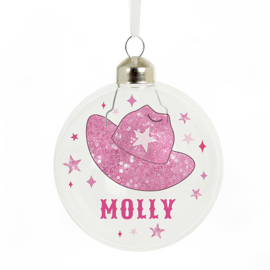 Christmas Bauble Gift For Girls And Swiftie Fans Pink Cowgirl Hat