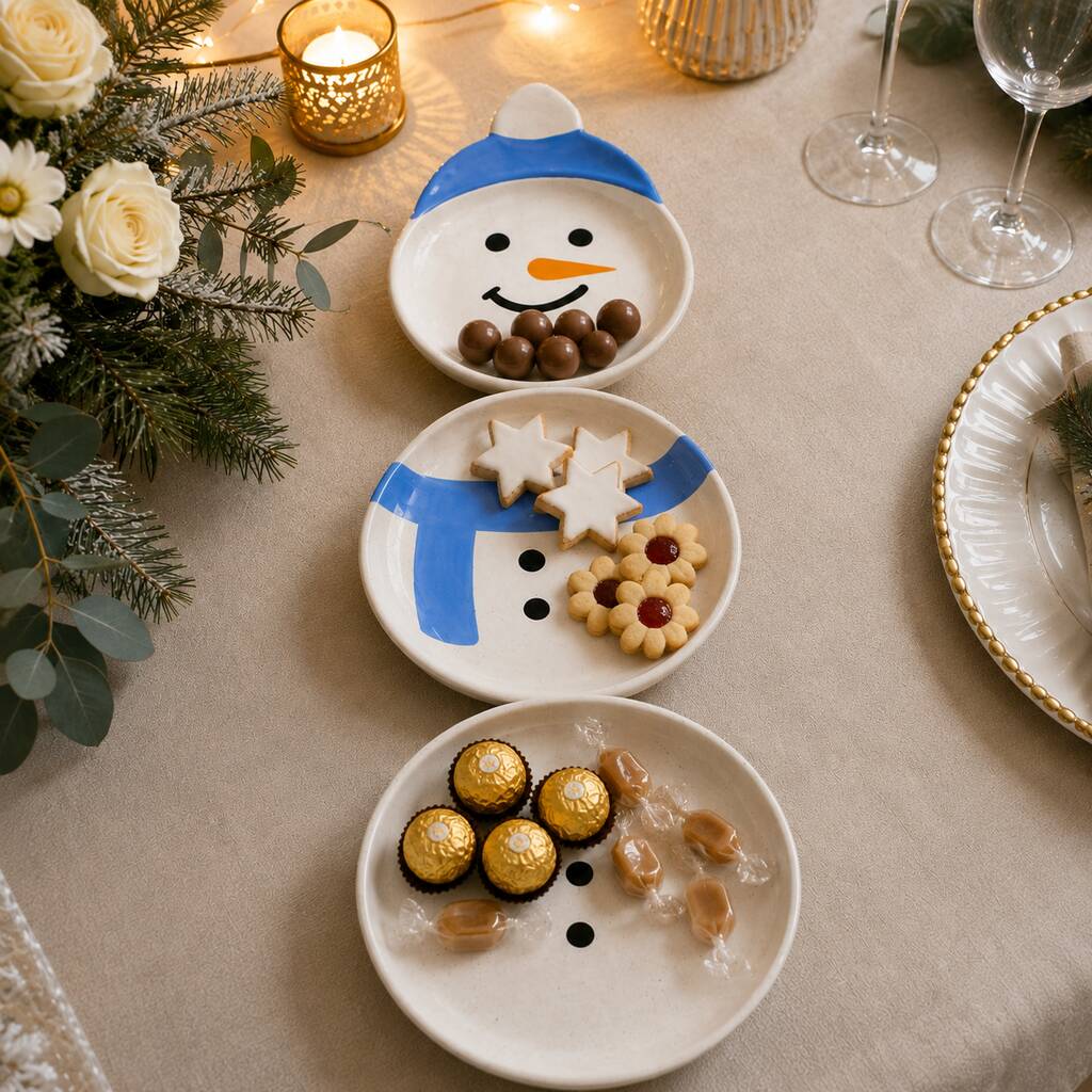 Christmas Dinner Serving Set Snowman Stacking Bowls