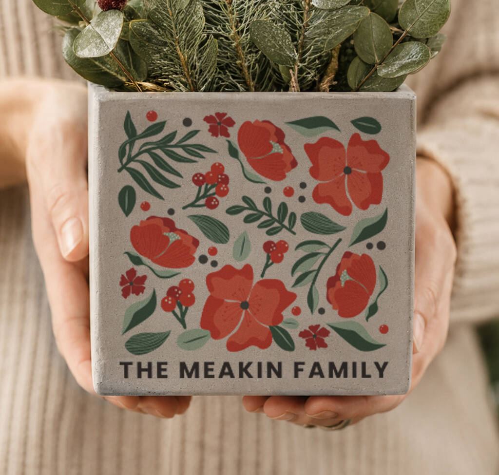 Christmas Gift For Women Personalised Poinsettia Flower Plant Pot