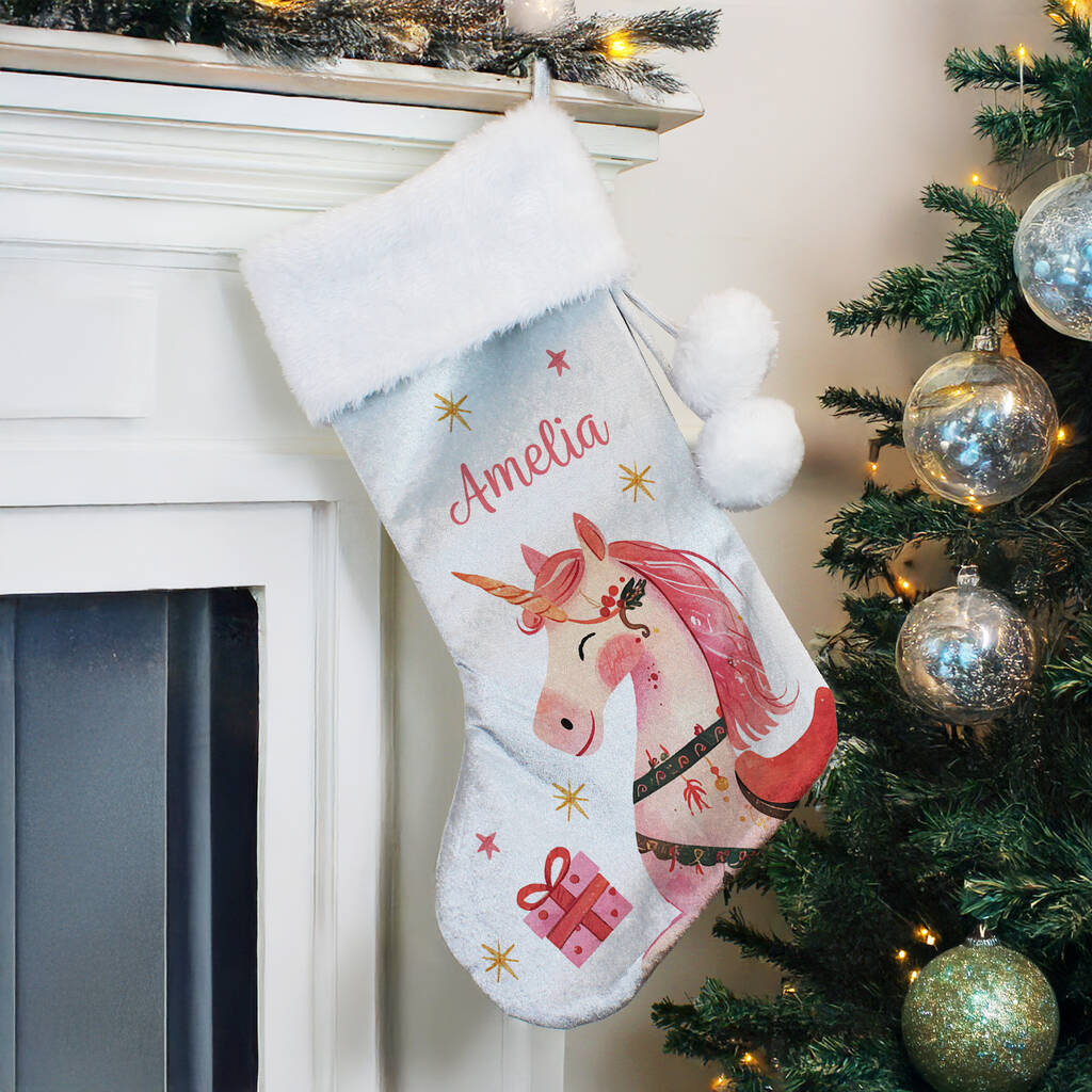 Christmas Stocking For Girls And Granddaughters Personalised Pink Unicorn