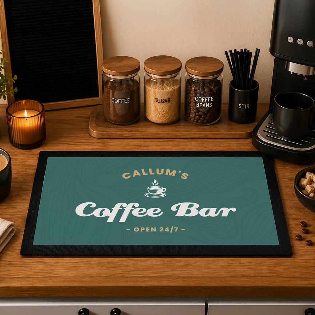 Coffee Lover Gifts Personalised Coffee And Tea Kitchen Mat