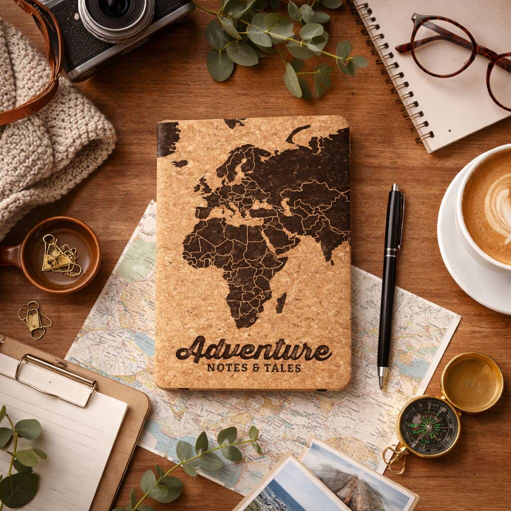 Cork Travel Journal World Map Gift For Travellers