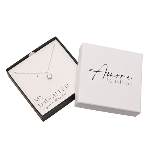 Daughter Gift Silver Plated Necklace Crystal Pendant