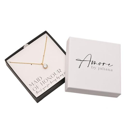 Maid Of Honour Gift - Gold Plated Necklace Crystal Pendant