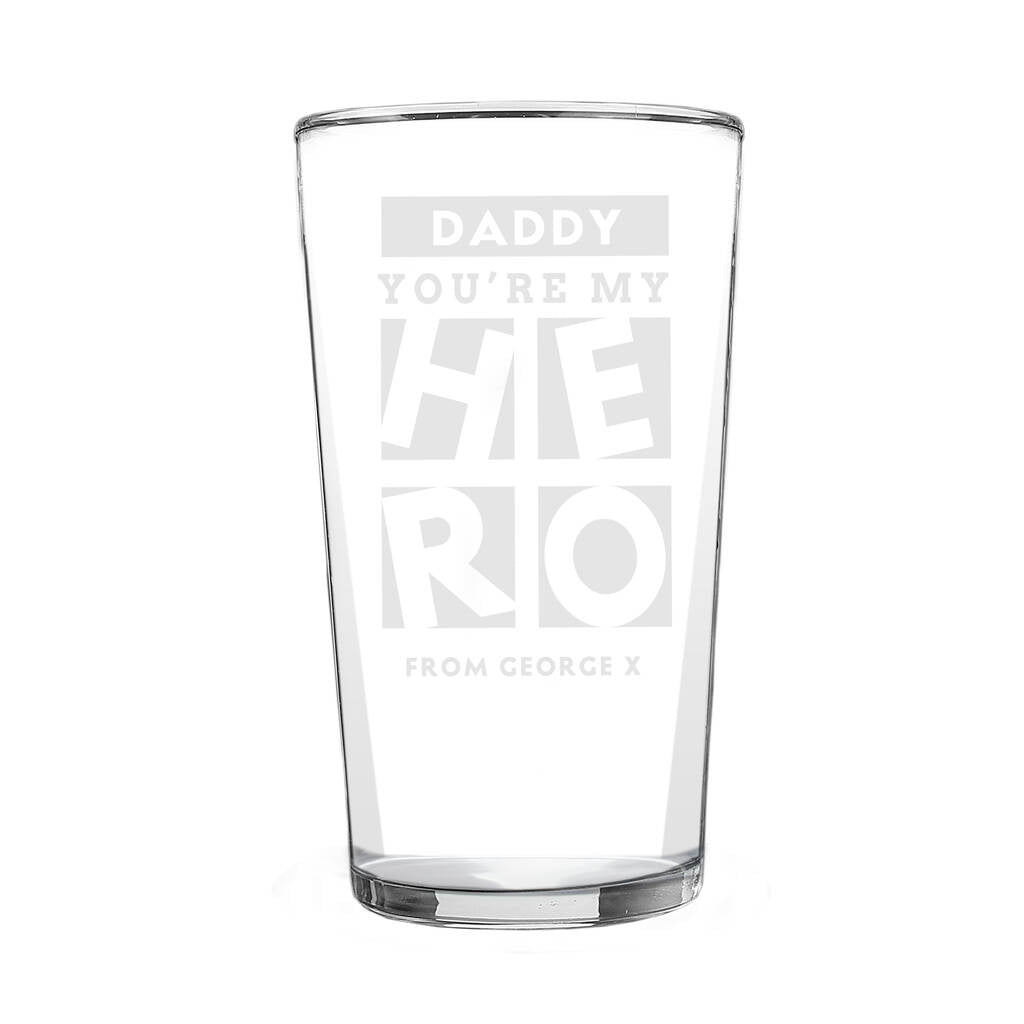 Dad Gifts Grandad You Are My Hero Pint Glass