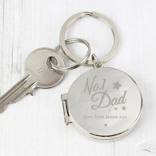 Number One Dad Personalised Photo Locked Keyring Fathers Day Gifts