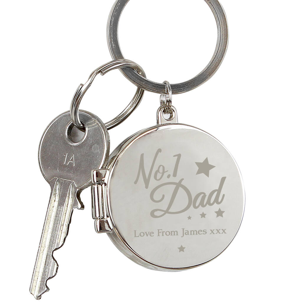 Number One Dad Personalised Photo Locked Keyring Fathers Day Gifts