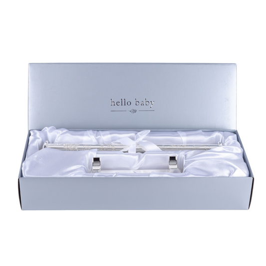 Silver Plated Christening Certificate Holder Tube With Stand
