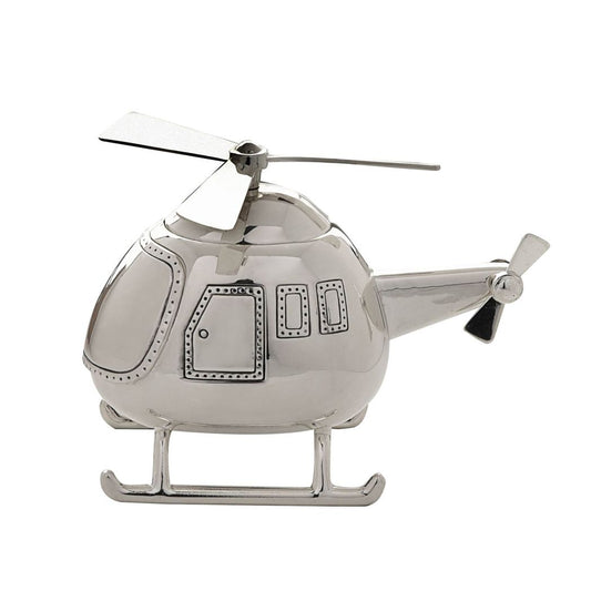 Gift For Children & baby Silver Plated Money Box - Helicopter