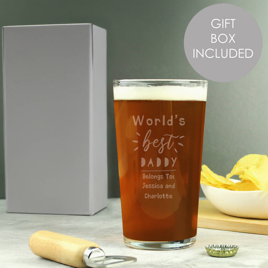 Fathers Day Gifts Worlds Best Beer Glass Personalised