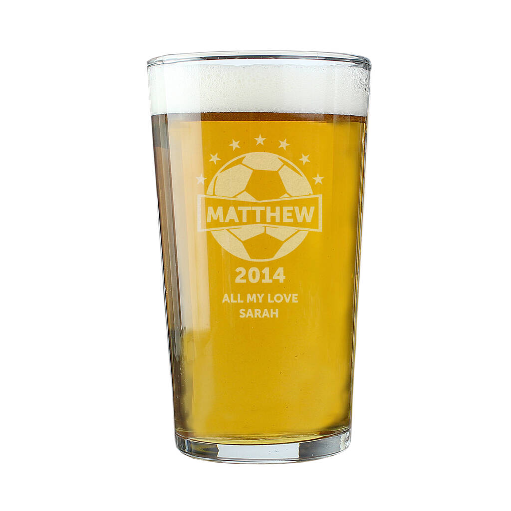 Football Gifts For Him Personalised Pint Glass