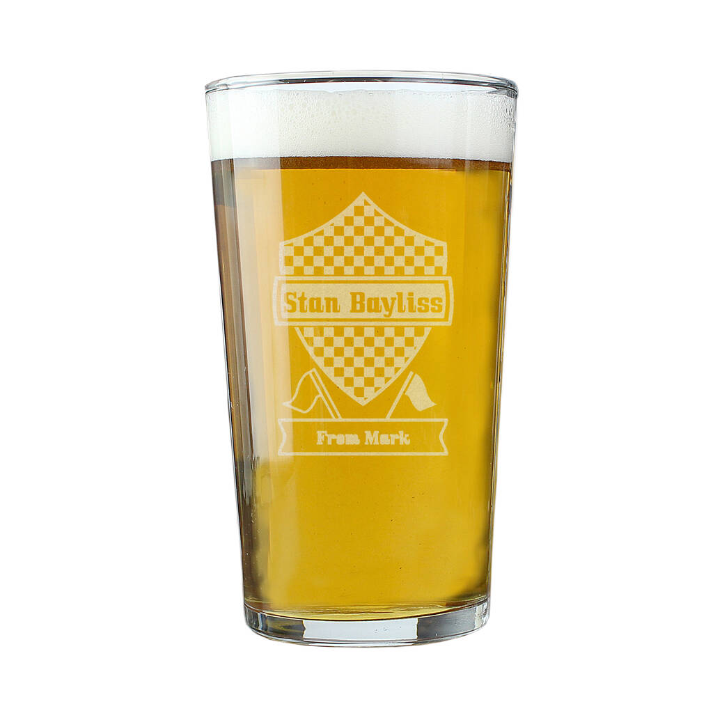 Formula One Gifts Personalised F1 Pint Glass For Him