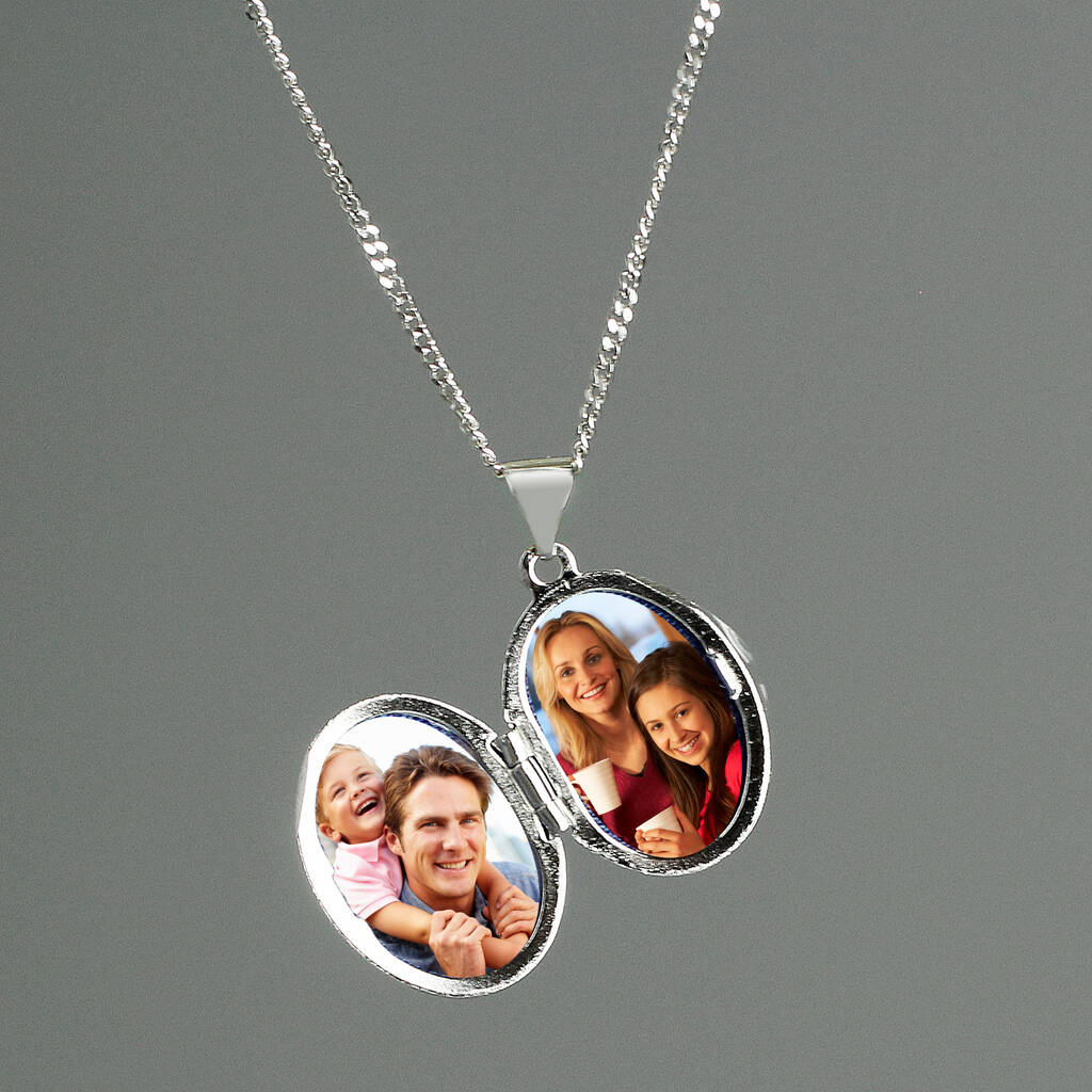 Gifts For Her Personalised Silver Photo Locket Necklace