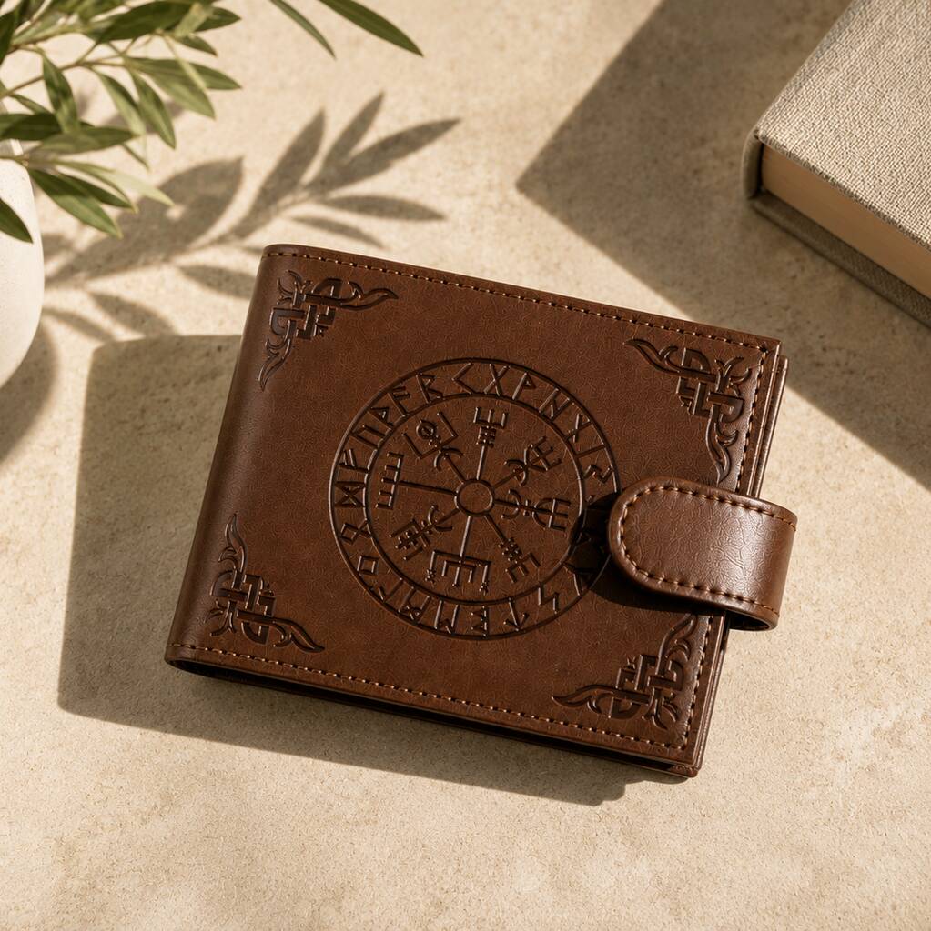 Gifts For Men Viking Brown Faux Leather Wallet For Him
