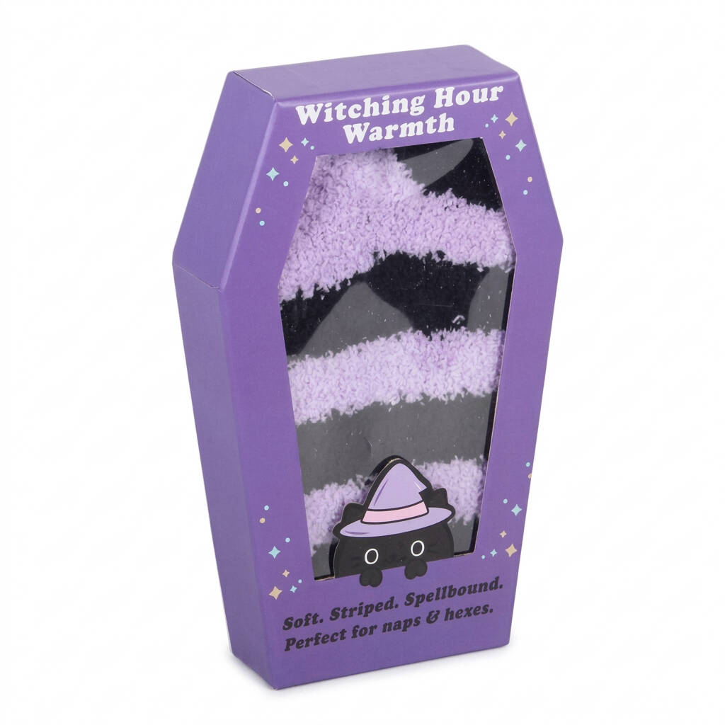 Halloween Gifts Purple Striped Coffin Socks
