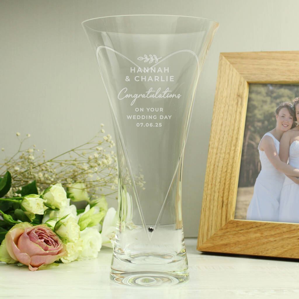Hand Cut Crystal Glass Vase – Engraved Wedding, Anniversary And Engagement Gift