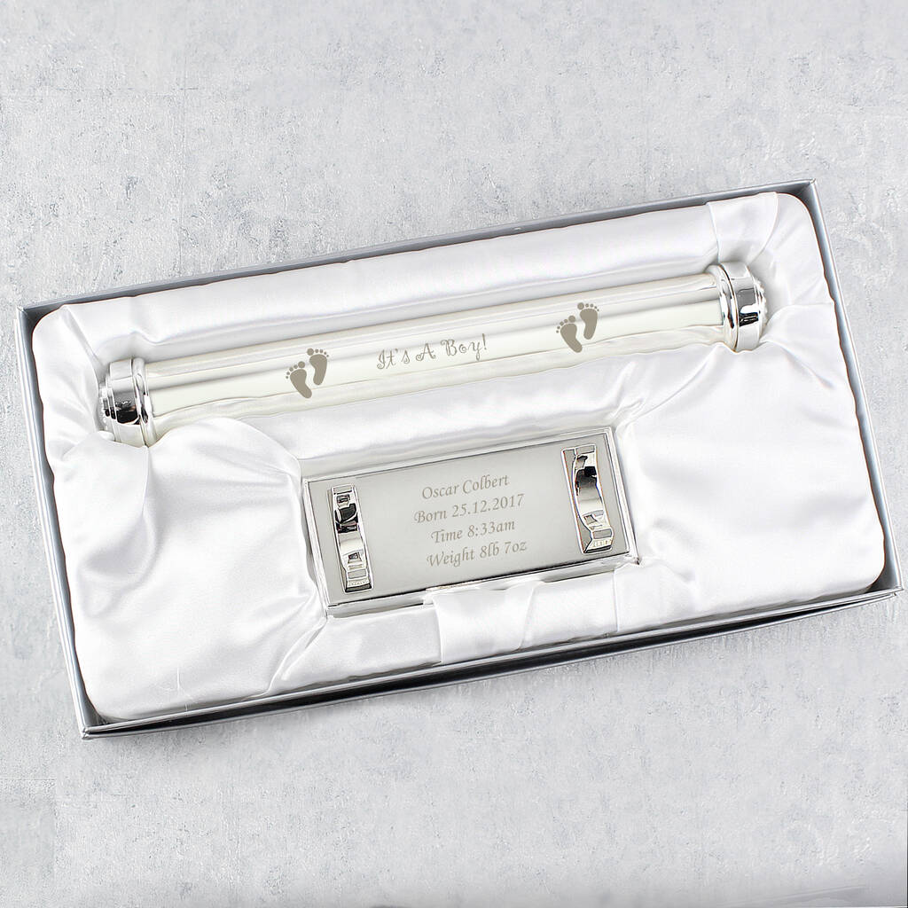 New Baby Boy Gifts Birth Certificate Holder Silver Plated