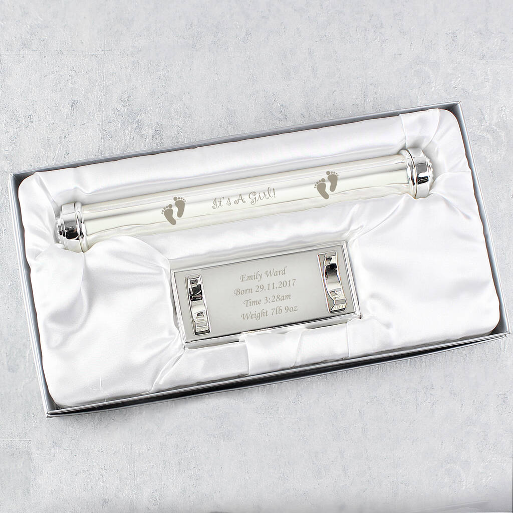 New Baby Girl Gifts Birth Certificate Holder Silver Plated