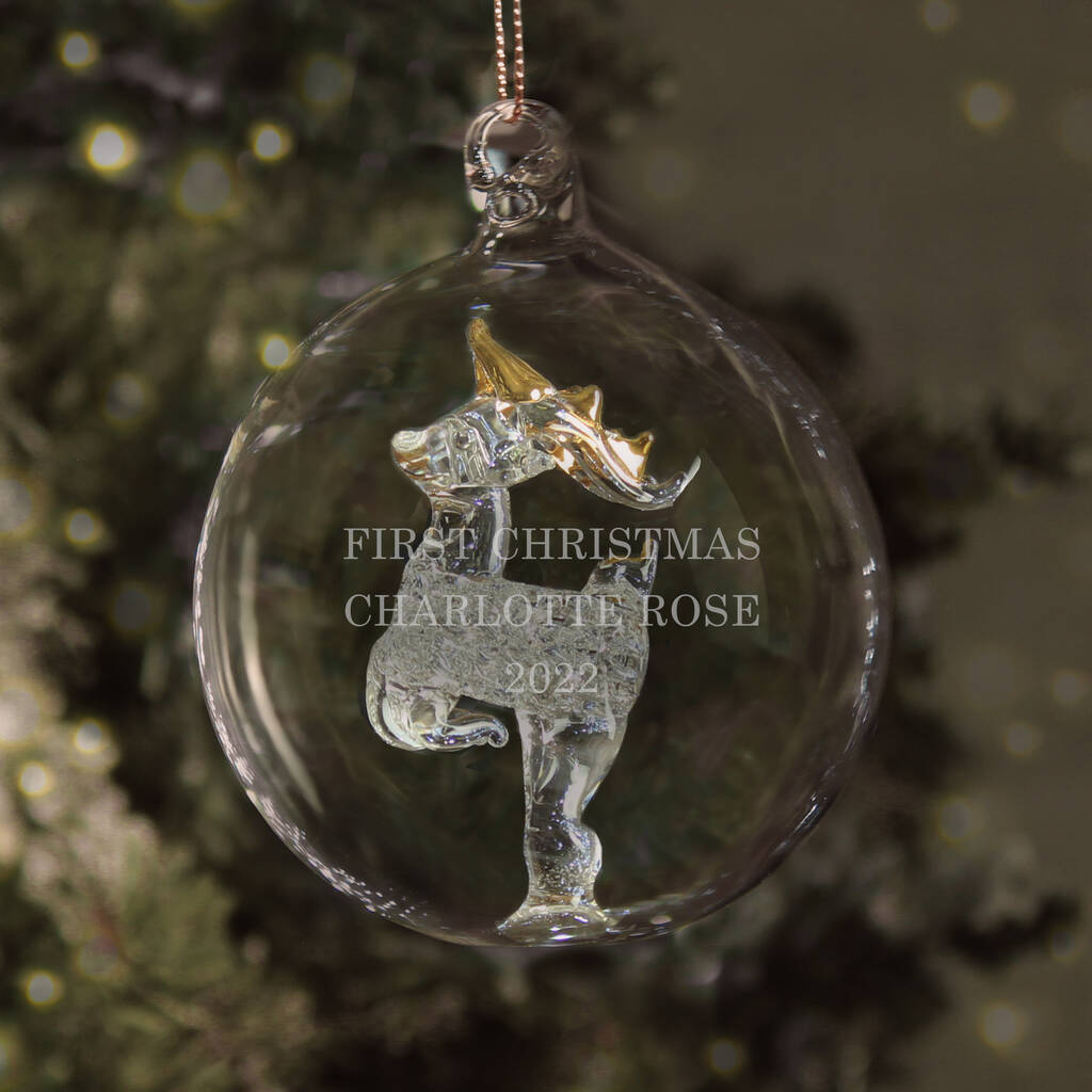 Personalised Glass Reindeer Christmas Bauble Gift