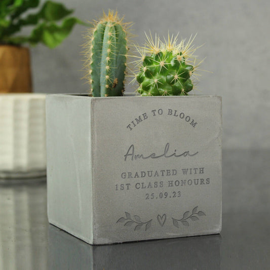 Personalised Plant Pot Gift Concrete