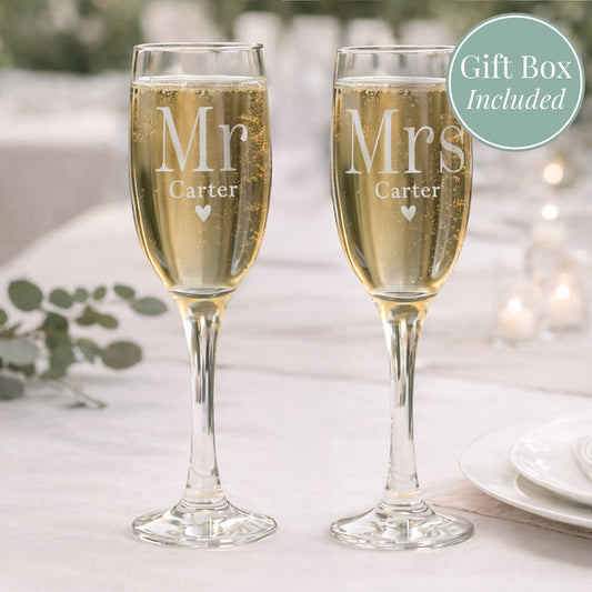 Personalised Wedding Toasting Flutes Set