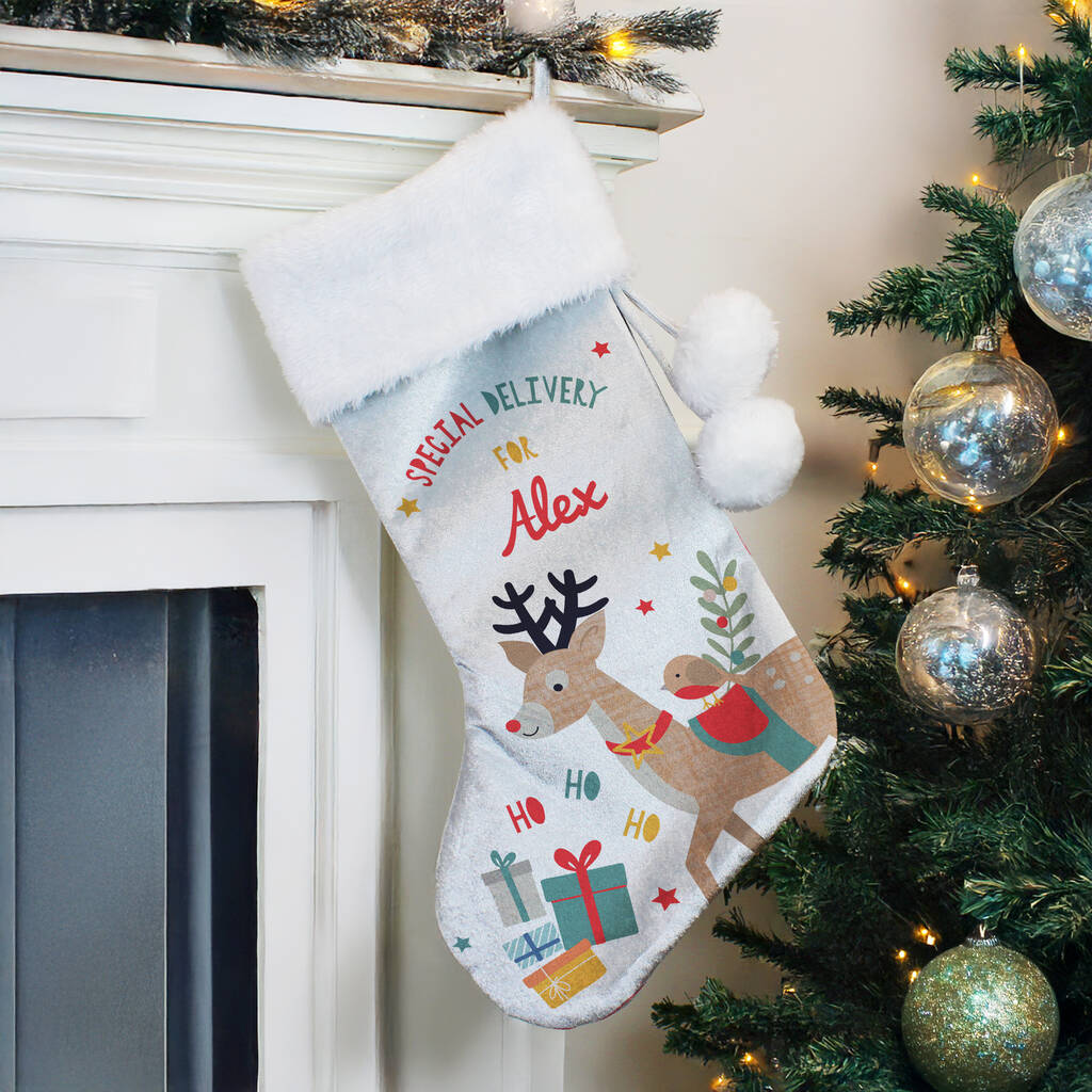 Reindeer Christmas Stocking For Children Baby's First Xmas Gifts