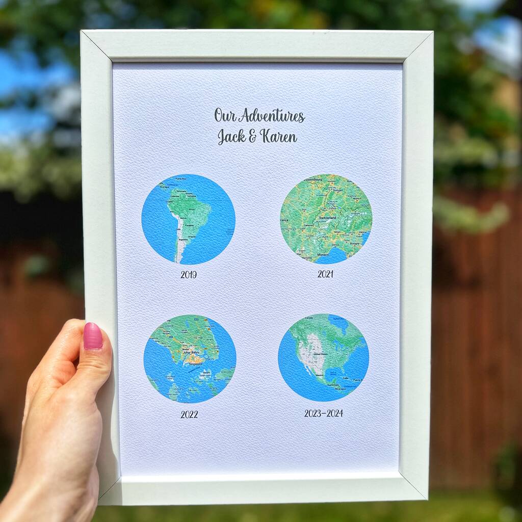 Anniversary Gifts Favourite Visited Countries Wall Art