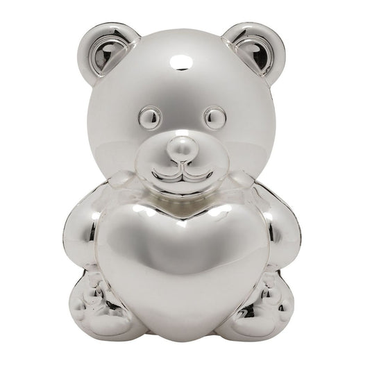 Silver Plated Money Box Gift For Baby & Children - Bear & Heart